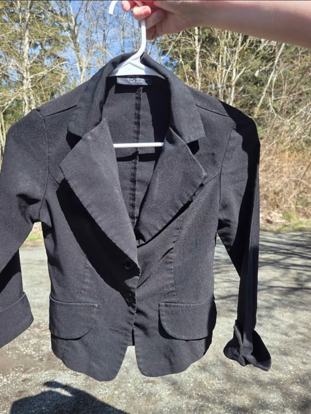Chinese Laundry Black Cropped Blazer Small Fitted Jacket (Missing Button)